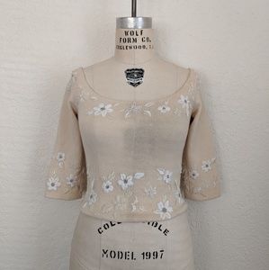 Vintage 3/4 Sleeve Embroidered/Beaded Sweater